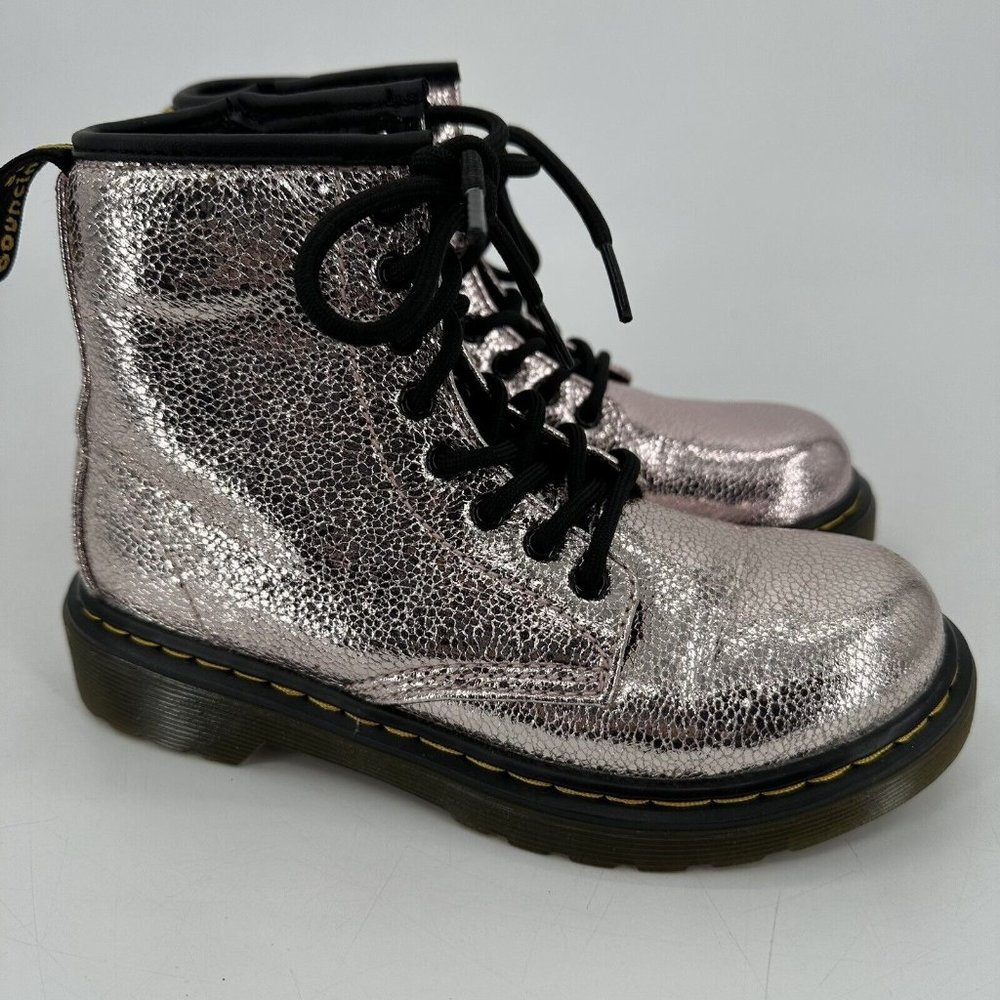 Dr Martens Girls Combat Boots 1460 J Pink Salt Crinkle Size US 1 NEW - Picture 6 of 12